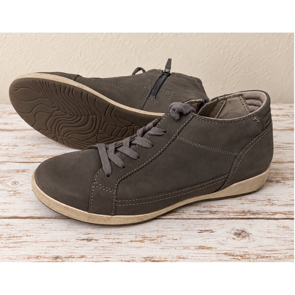 Dansko Honor Grey Nubuck Leather Side Zip Mid Top Sneakers Size 42
